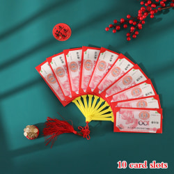 Nyår Röd Kuvert Fan Shape Hongbao Spring Festival Gift 10 card slots