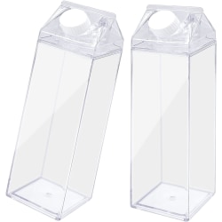 2-pack klar mjölkkartong Vattenflaska Återanvändbar fyrkantig mjölk
