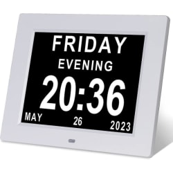 Demensklocka Alzheimerklocka & stor digital kalenderklocka för seniorer, klocka med dag och datum f