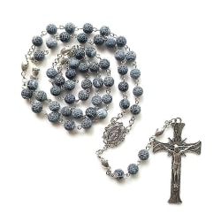 Vintage rosenkrans katolske bøn forvitrede agatperler Kristus Jesus kors halskæde