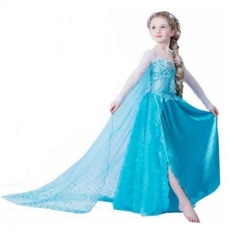 Elsa Prinsess klänning med långt släp Blue 140 cl