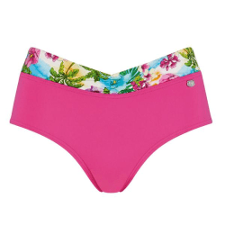 Bikinitrosa i hallonfärg med blommig board Pink 40