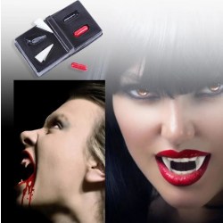 Vampyrtänder 2,6 cm 2-pack med blodampuller Halloween Vit one size