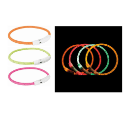 Flash Light Ring HundHalsband USB Hjälper att ni syns i mörkret Orange M