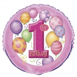 1st birthday folieballong rosa