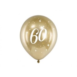 6-PACK Ballonger Glossy Guld 60 år Guld