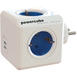 PowerCube Original 4 uttag + 2 USB blå 44-1202 Allocacoc