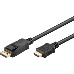 DisplayPort till HDMI kabel, 1m, 4K UltraHD i 30Hz, guld, Goobay svart 1 m