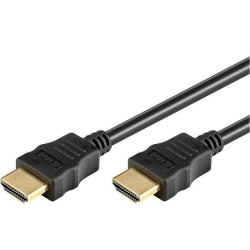 HDMI kabel 1,5m, rund, guldpläterad, 1.4 svart 150 cm
