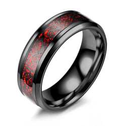 Mode enkla män lysande drake mönster glödande ring smycken tillbehör Black-Red US 13
