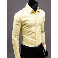 Lyxskjortor Herr Casual Collared Formella Slim Fit Shirts Toppar Light yellow M