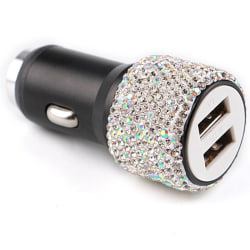 Kvinnor Crystal Dual USB Port Bil Snabb Rhinestones Bling Laddare MU1
