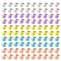 100 st Mini Resin Duck Miniatyr Duck Figurer Micro Fairy Gard Multicolor 100