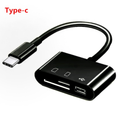 Typ C till kortläsare OTG USB -kabel Micro TF minneskortläsare Black 1