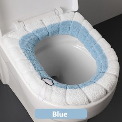 Vintervarme Toalettsetetrekk Vaskbart Bad Toalettsete wit Blue One Size