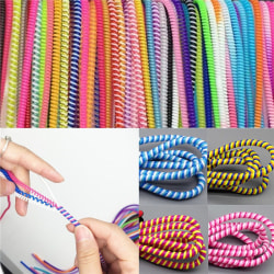 10 st spiraltelefon USB dataladdningskabel Trådsladd Wrap Prote Multicolor