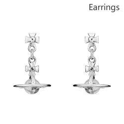Planet Saturn Crystal Orb Halsband Örhängen Stud Smycken Wome Silver Earrings