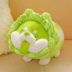 Kål Shiba Inu Dog e Vegetable Fairy Anime Plysj Leke Fluffy Green One Size