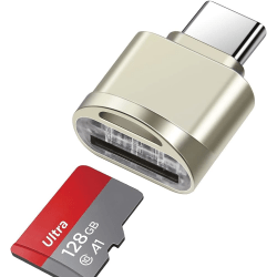 （Silver）TF-kortläsare, USB-C till TF-kortläsare, Typ C OTG TF