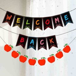 Välkommen tillbaka Banner Skoldekorationer Red Apple Pull Flag - Första dagen i S