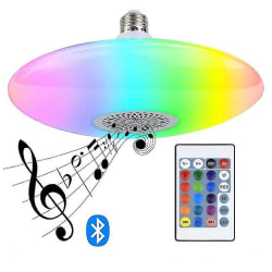 Wabjtam LED-glödlampa trådlös musik 30w Rgb dimbar med fjärrkontroll för färgskiftande Bluetooth högtalare, e27[energiklass A++]