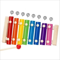 Montessorispel för regnbågsxylofon i trä och metall