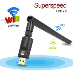1200 Mbps Dual Band 2.4/5Ghz trådlös USB 2.0 WiFi nätverksadapter