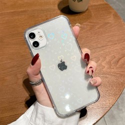 For iPhone 12 Mini Fashion Gradient Laser Love Heart Leaf Patter