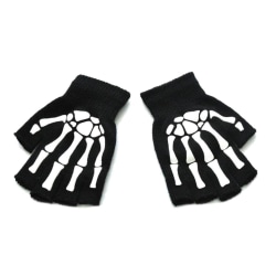 Firkantede hansker, korte og fingerløse - Barn - Skjeletthånd - Svart Black one size