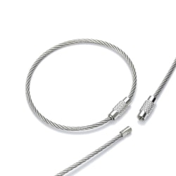 Nøkkelring i ståltråd - 50mm diameter - 2mm tykkelse Silver