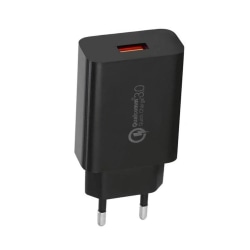 SiGN Vægoplader USB-A QC 3.0 18W 3A - Sort Black
