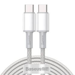 Baseus High Density USB-C til USB-C 100W. PD 2m - Hvidt White