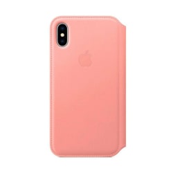 Apple iPhone X læder folio cover Lyserød Pink