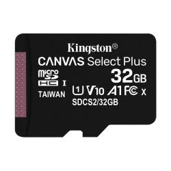 Kingston Canvas Select Plus 32 GB MicroSDHC minneskort med adapt Svart