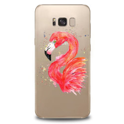 Samsung Galaxy S8 | Mjukt, Genomskinligt Skal med Flamingo! Transparent