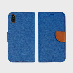 iPhone XR Plånboksfodral i Tyg & Läder Havsblå Blå