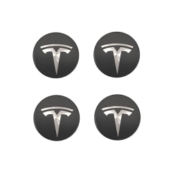 Lämplig för Tesla Tesla modell 3-hjuls cover - mörkgrå silverlogotyp (fyra paket)