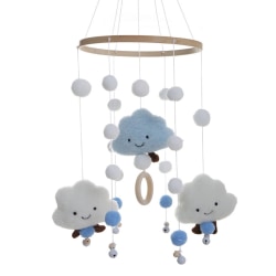 Sängklocka Söt tecknad moln Långt rep Baby Roterande vindspel Födelsedagspresent (blå)