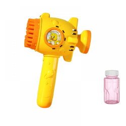 40-håls elektrisk bubbelblåsare med färgglada lampor - rolig och automatisk bubbelraketleksak för barn (gul)