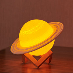 Saturnuslampa 13cm 16 färger 3D Månlampa Galaxy Planetlampa, USB Uppladdningsbar fjärrkontroll & Touch Control Moon Night Light Present