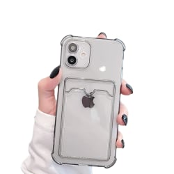 iPhone 12- case, Uppgraderat genomskinligt case för iPhone 12 6,1 tum, Slim Fit Tunn Skyddande Mjuk TPU stötdämpande case med korthållare - Svart