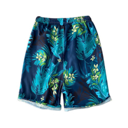 Flower Flat Front Casual Aloha Hawaiian Shorts-STK014 för män