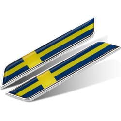 Bilflagga sidoetikett bildekal tysk italiensk bladplåt i metall 3d tredimensionell kreativt skrapblocksdekal（Sverige (silver)）två par
