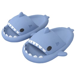 AVEKI Unisex Shark Slides Halkfri nyhet Sandaler med öppen tå Fashionabla söta strandtofflor inomhus och utomhus, blå, storlek: 38/39