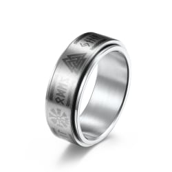 Vintage Viking Rune Ring Män Kvinnor Roterande nordiskt rostfritt stål Odin Triangel Ring Punk Amulett Smycken Present-11