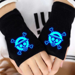 Vinterhandskar, lysande anime, handskar i ett stycke, män och kvinnor, värme, ridhandskar med halvfinger, Luffy, läckande fingrar（17）