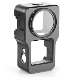 Aluminiumlegering skyddande case Rambur + UV-linsfilter för DJI Action 2 kameratillbehör Black
