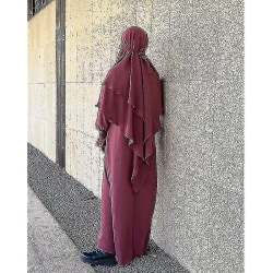 Ramadan Eid Muslimsk kvinna Jilbab 2 delar Abaya Med Hijab Lång Khimar Niqab Set Overhead Bönklänning Islam Outfit Djellaba Burka dark red set XL-XXL
