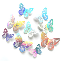 48st laserfjärilsdekor, 3D-fjärilar väggdekorationer för barnrum för barnkammare Födelsedagsfjärilsfestdekorationer