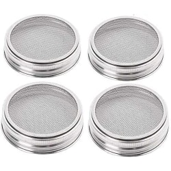 4 lock för grodd- och förvaringsburkar - böjd nätskärm av rostfritt stål, BPA-fri